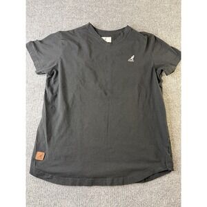 Kangol Mens V Neck T Shirt Black Short Sleeve Logo Tee Cotton Stretch Size M‎